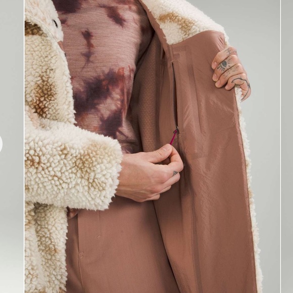 Lululemon lab Textured Fleece Coat Diamond Dye Light Ivory Dusty Bronze - Picture 3 of 11